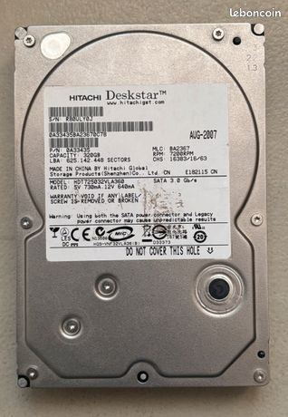 disque dur interne hdd 320go hitachi modèle hts545032b9a302