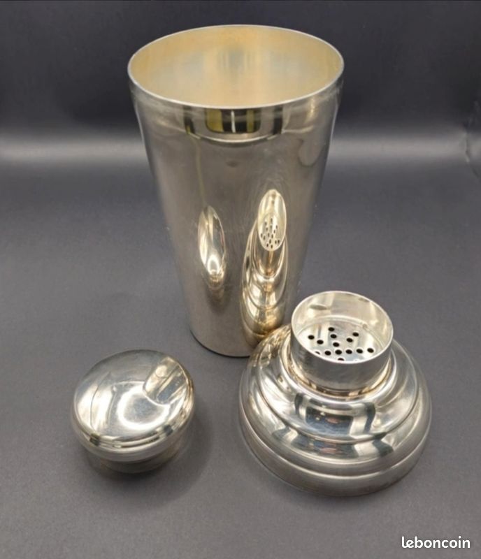 Shaker Art Déco Vulcain – Verre Et Métal Argenté – Années 1930 – France