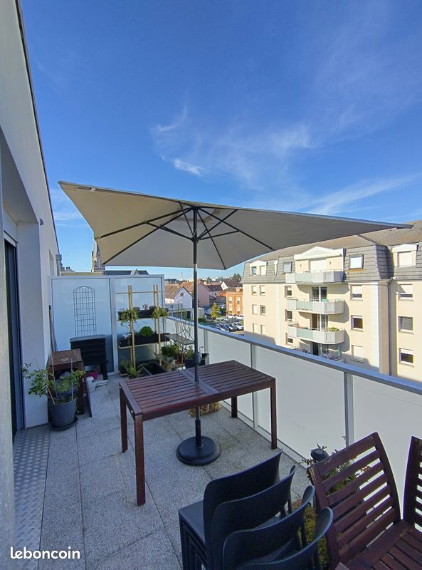 Parasol rectangle beige hestia avec pied (image 1)
