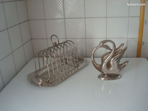 Set à Foie Gras : Plat + Porte-toast + Lyre En Métal Argenté - Occasion Bon état