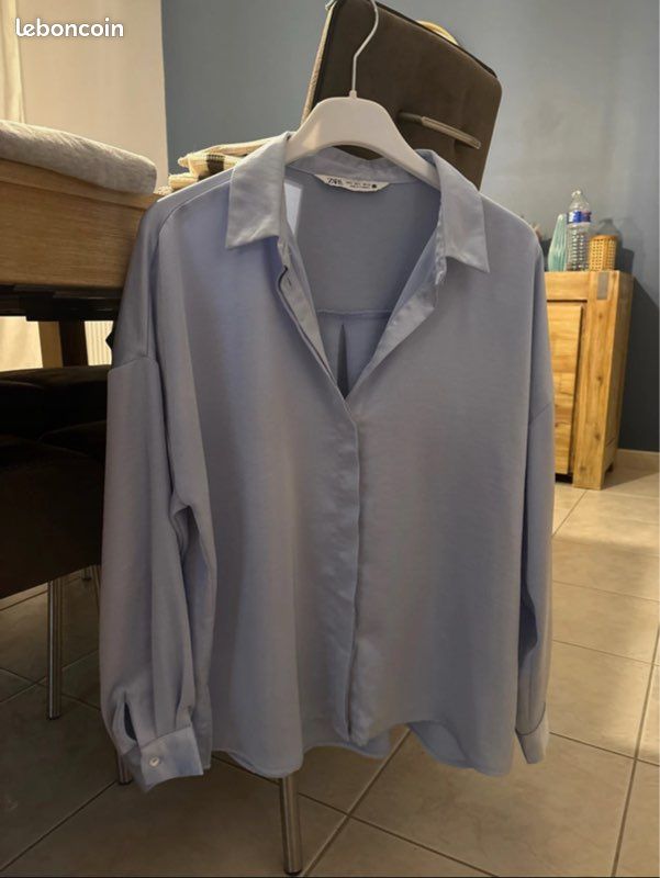 Satin Shirt Zara Chemise En Satin Chemise En Satin Bleu Ciel Zara