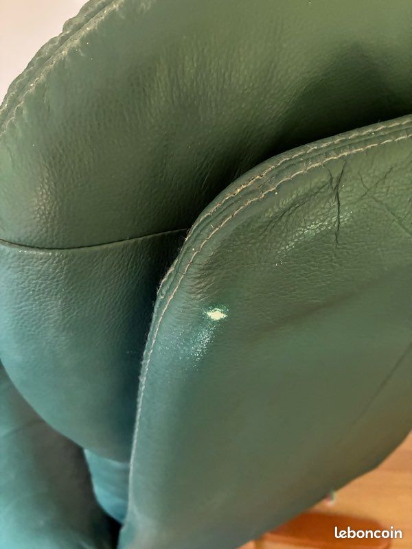 Fauteuil accoudoir en cuir vert (image 6)