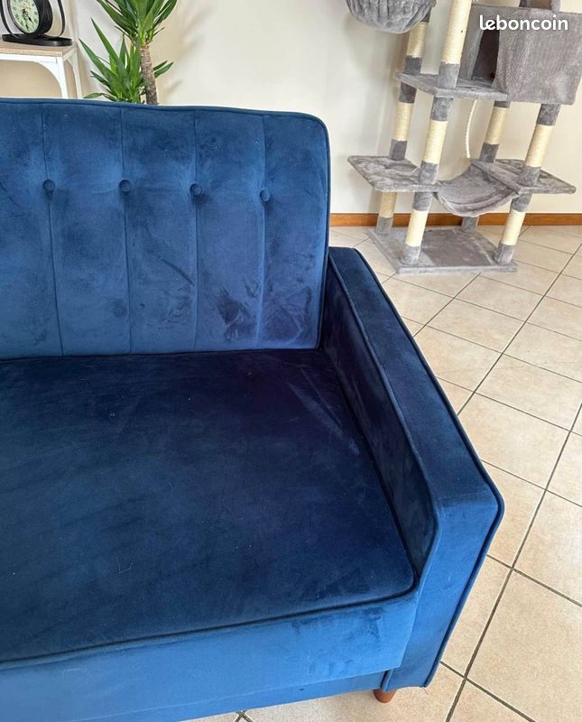 Canapé en velours bleu (image 6)