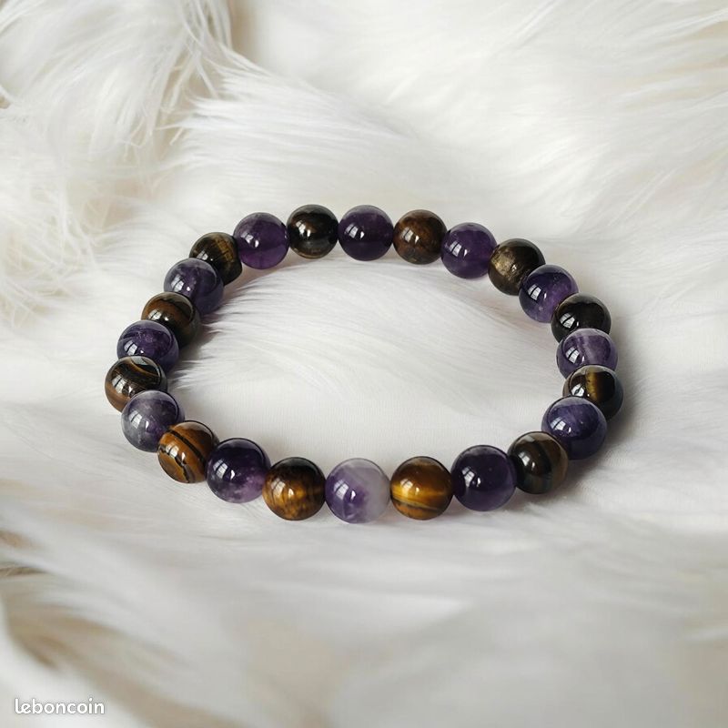 Risyfjew Lot de 3 bracelets en améthyste pour femme - Pierre de lune