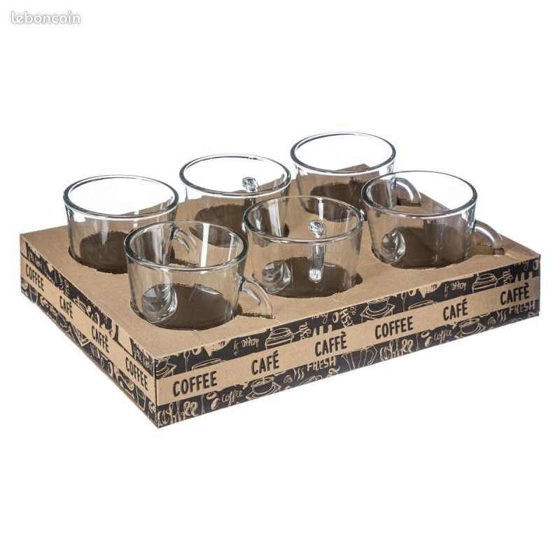 DESTOCKAGE - Lot de 6 tasses en verre - Transparents |Contenance 18 cl | Entièrement en verre - NEU (image 2)