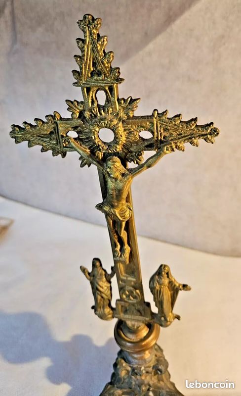 Croix Crucifiée 1853 En Argent Et ébène - Reliquaire Vintage - Occasion