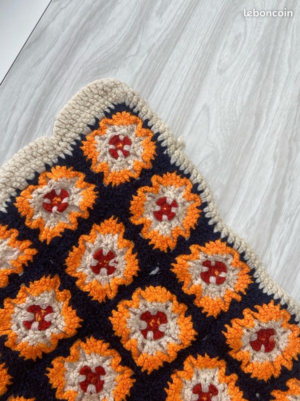 Grande couverture vintage au crochet Laine - Vendu