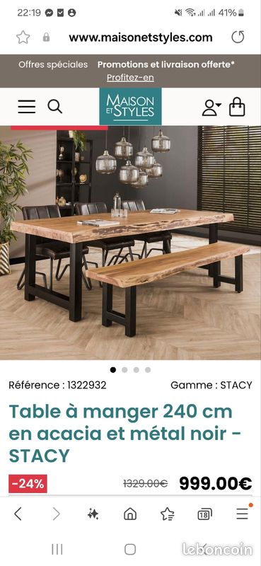 Table bois metal (image 3)