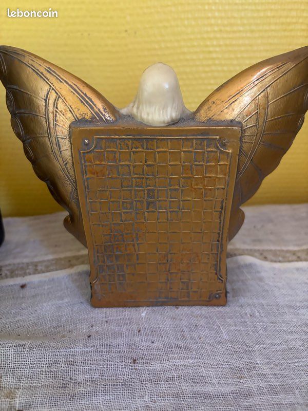 Serre-livres anges en résine dorée 23x11.5x21cm