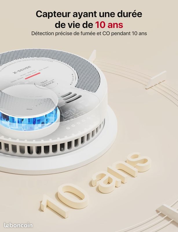 Détecteur Fumée/CO X-Sense Wi-Fi - Alerte Smartphone - Pile Remplaçable - Lot De 2 - Application X-Sense Home