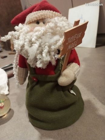 Déco Noël Vintage - Petit Père Noël En Plastique Rouge (Années 60/70)