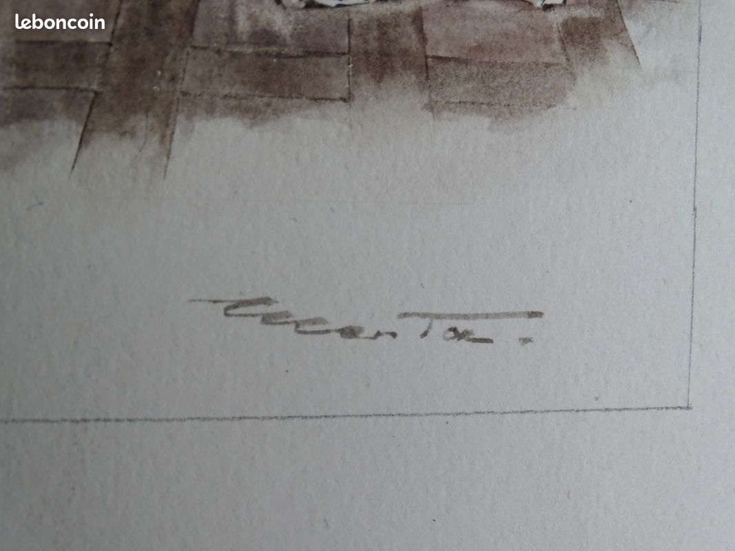 La Visite du Parent élégante Aquarelle originale 19e dessin ancien de 1895 John MENTA (image 3)