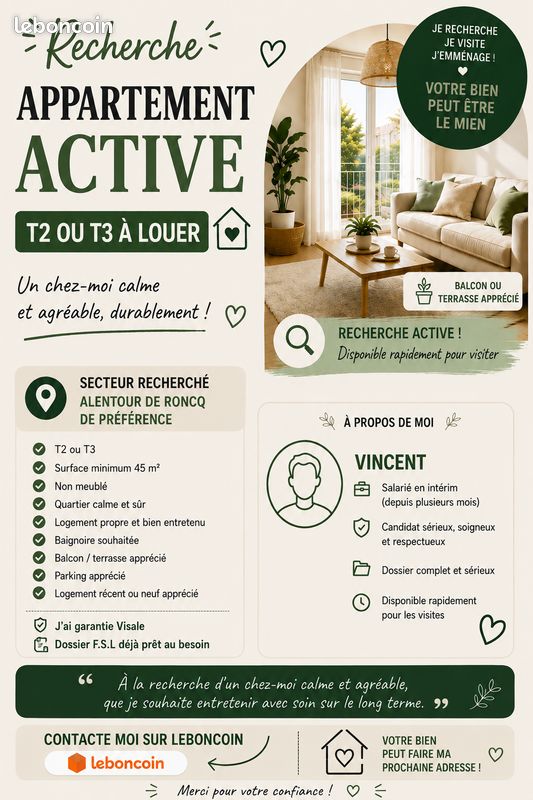 Appartement 2 pièces 50 m² · à Roncq · 50 m² · 650 €