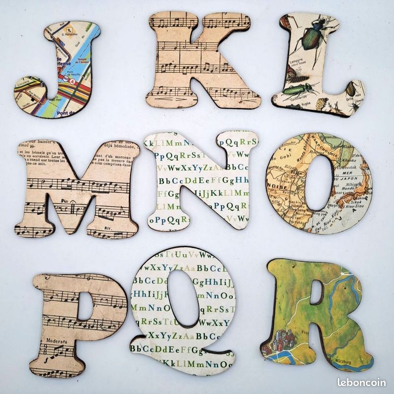 STICKERS DE VITRINE 52 Pcs En Bois Alphabet Embellissement Anglais Lettres Naturel Doodle