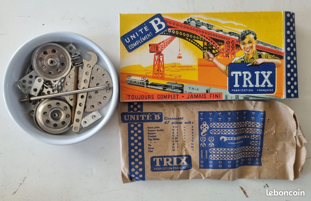 Ancien Coffret De Construction Métallique TRIX T.49 - Jeu De Construction Vintage