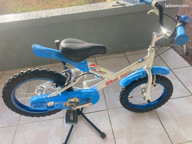 Vélo Enfant 14 Pouces Begoniape - Réglable Avec Roues Stabilisatrices Et Panier - Pour 3-5 Ans (Bleu)