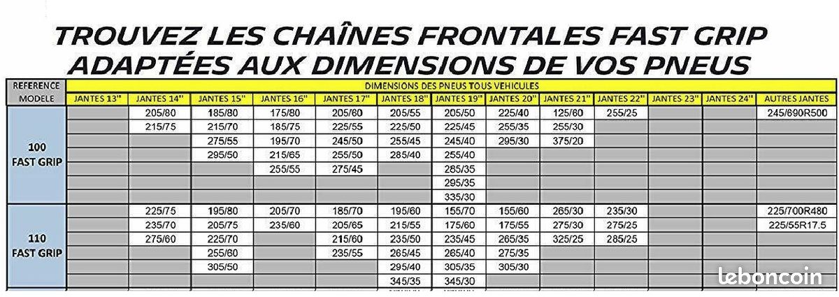 CHAINE À NEIGE FRONTALE MICHELIN taille 110