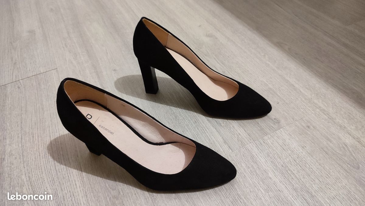 Black Escarpin Nubuck Noir Daim Escarpin En Cuir Noir Escarpins