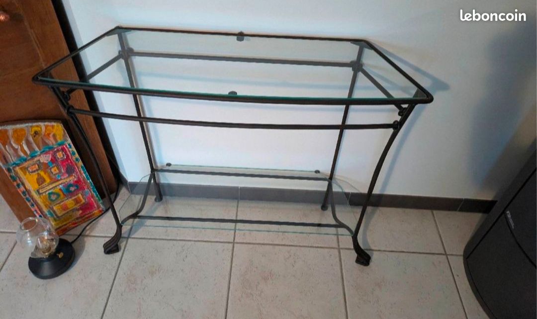 Table en verre et acier (image 2)
