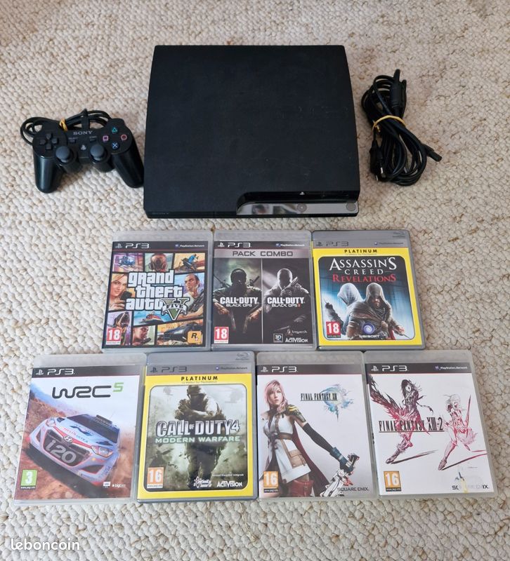 Console Sony PlayStation 3 Noire 120 Go + 16 Jeux + 1 Manette - Occasion