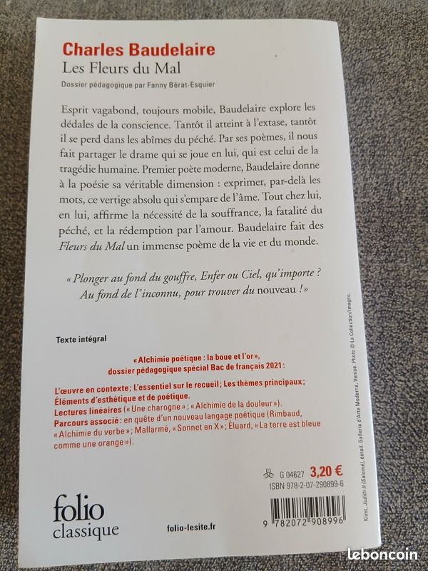Livres de poche : les fleurs du mal de Baudelaire, la princesse de Clèves de Lafayette, Paroles de Jacques Prévert, Méditations métaphysiques de Descartes (image 4)