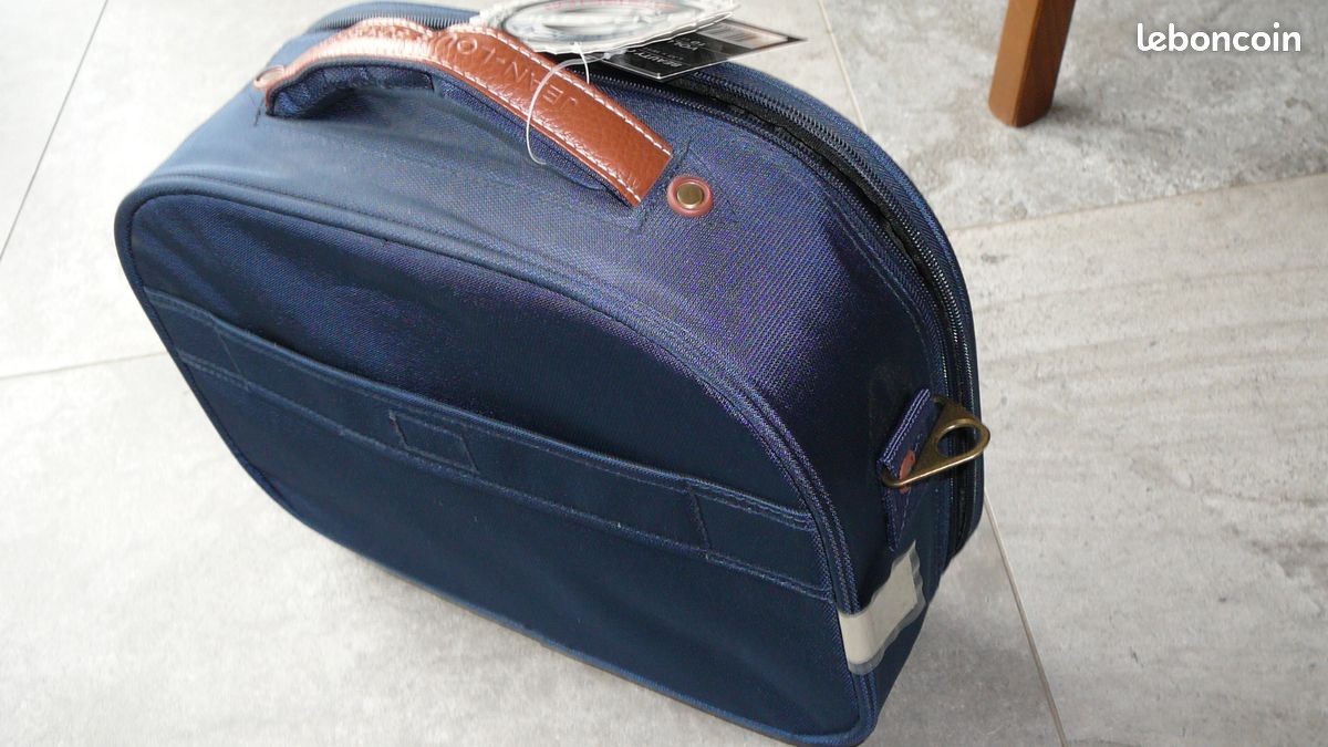 Vanity Case Jean-Louis Scherer Années 80 - Nécessaire De Maquillage Cuir Noir Avec Miroir, Occasion