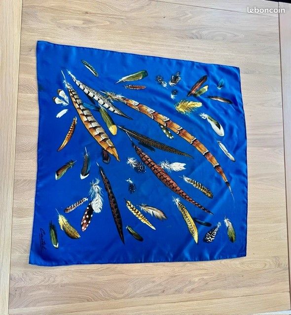 Foulard En Soie Vintage Carré 78x78 Cm - Couleur Ivoire, Style Bandana Pour Femme