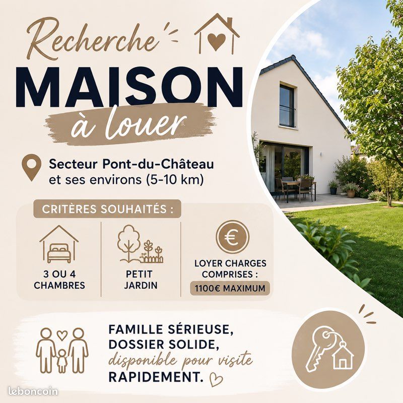 Maison 4 pièces 80 m² · à Pont-du-Château · 80 m² · 1 100 €/mois