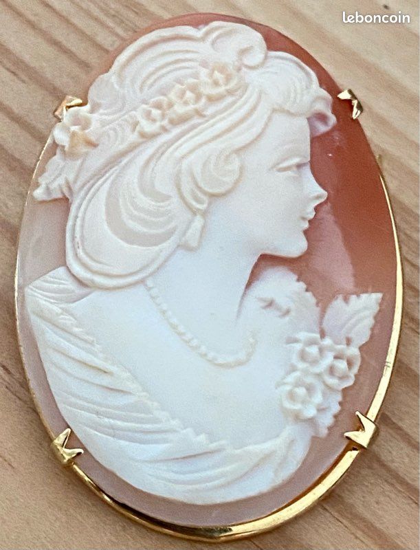 Broche Ancienne Ou Pendentif Camée - Portrait De Femme En Nacre - Unisexe Vintage