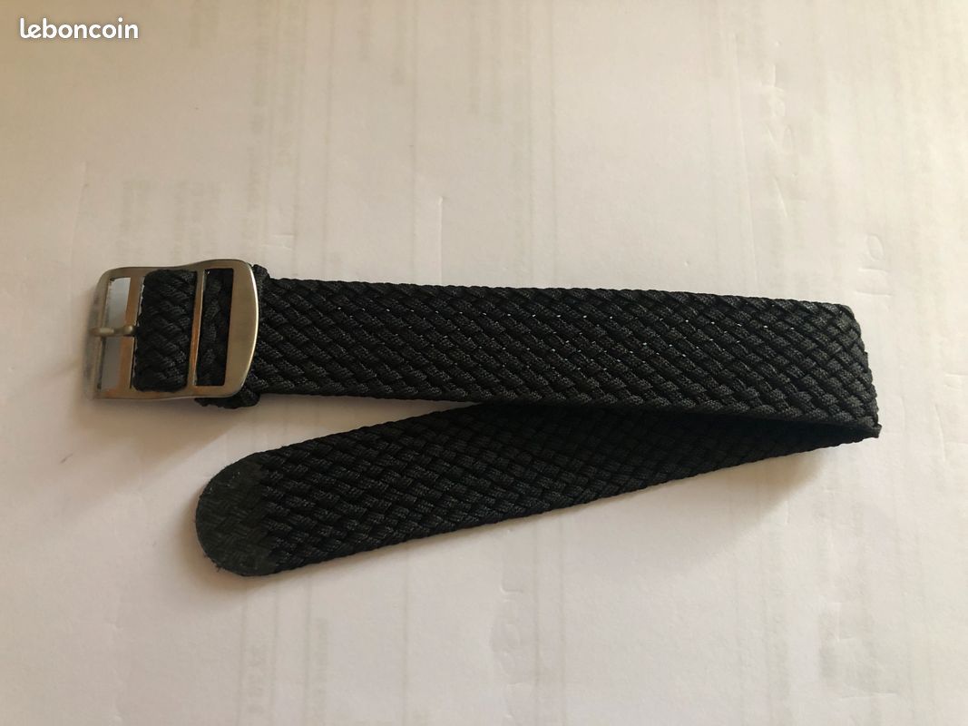 Bracelet Montre Eulit Perlon Nylon Noir - 18/20/22 Mm, Longueur Réglable