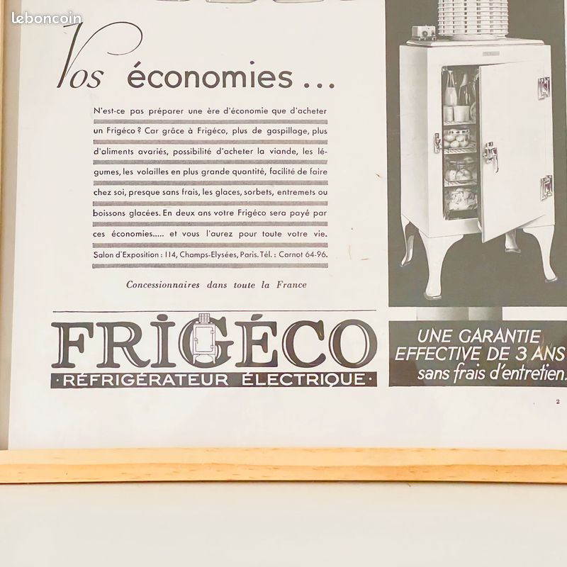FRIGECO - PARIS - Affiche vintage N&B - Magazine L'ILLUSTRATION année 1931 (cadre en sus) (image 3)