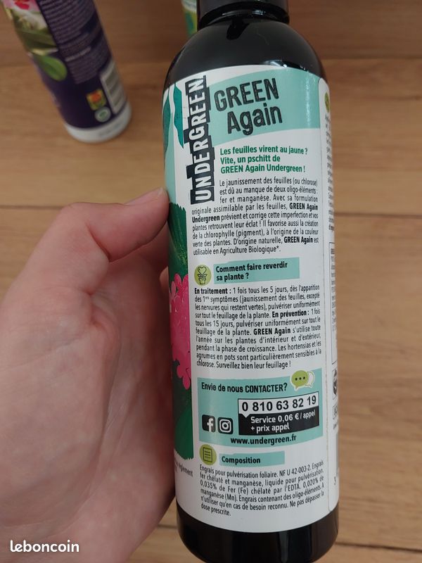 UNDERGREEN Pluie D'Amour – Spray Hydratant & Nettoyant Feuilles Plantes Vertes 250 Ml | Sans Traces