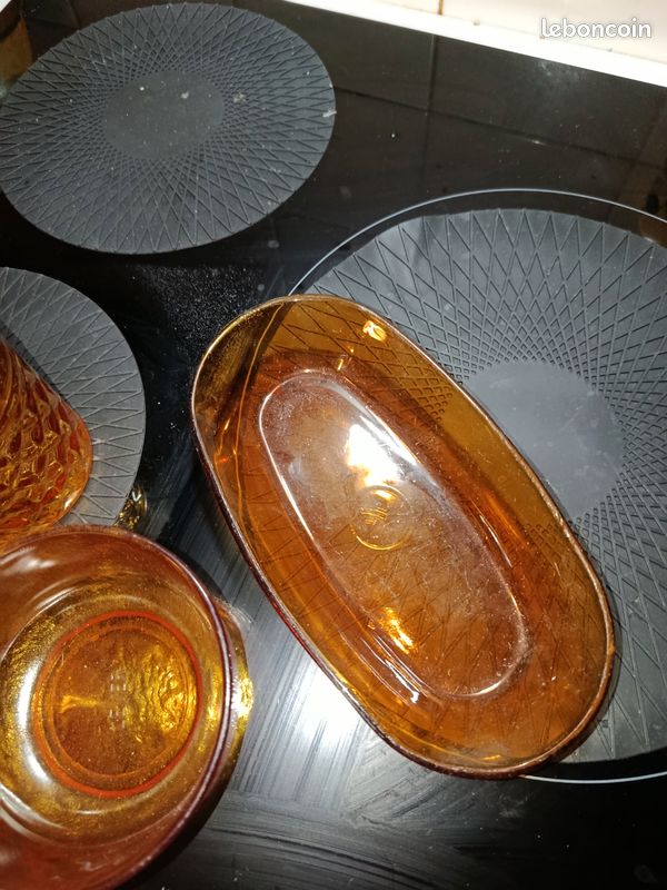 1 ravier 1 verre et un petit bol duralex ambré (image 2)