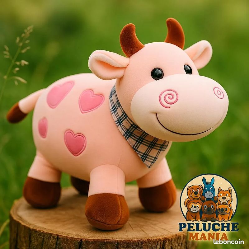 JOUET] Peluche Vache Cœur – Doudou Kawaii en Coton Bio – Cadeau