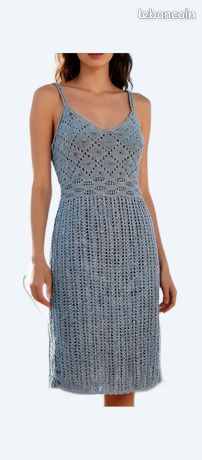 Robe René Derhy Vintage Blanche - Taille XL Femme, Genou, 100% Coton, été