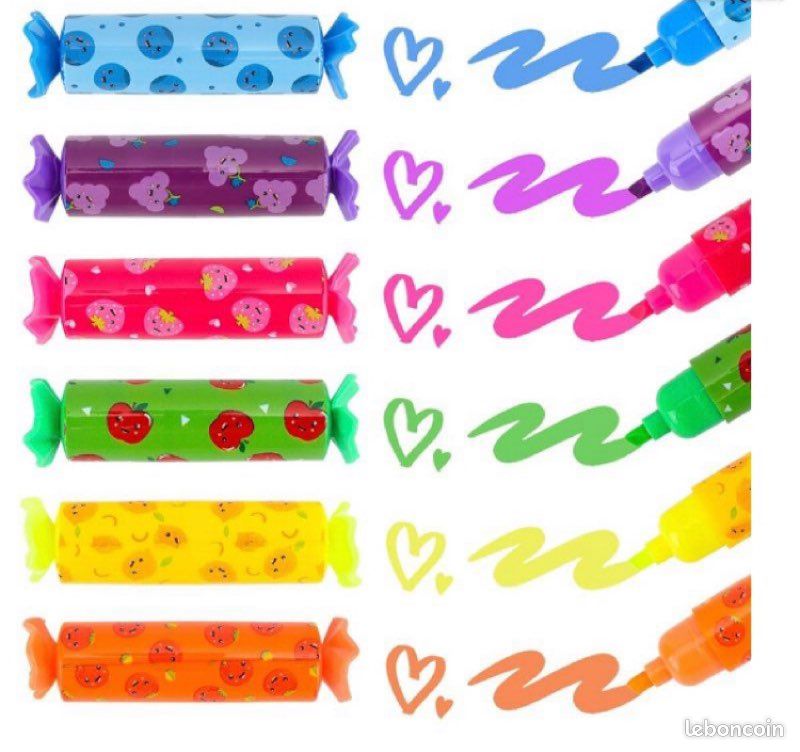 IATAHI Mini Stylos Surligneurs,24pcs Surligneurs Forme De Bonbon,Stylos Fluorescents Marqueurs Kawaii,Surligneurs Goodies Anniversaire Enfant,Petits