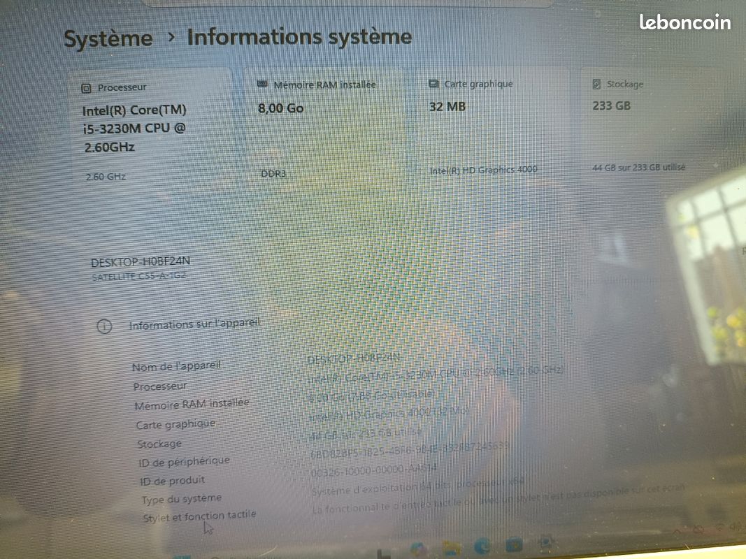 Pc portable Toshiba Satellite C55 A 1G2 windows 11 i5 3230m 8go Ram 250go Ssd (image 11)