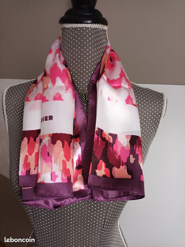 Foulard Rodier rose violet blanc (image 7)