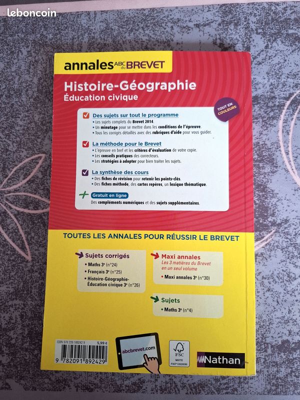 Annales brevet 2015 - Histoire Géographie Education civique - sujets & corrigés - Nathan (image 2)