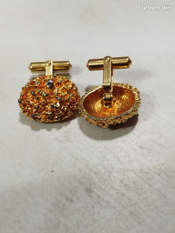 Boutons De Manchette En Or 10 Carats - Style Pépite - Occasion Vintage