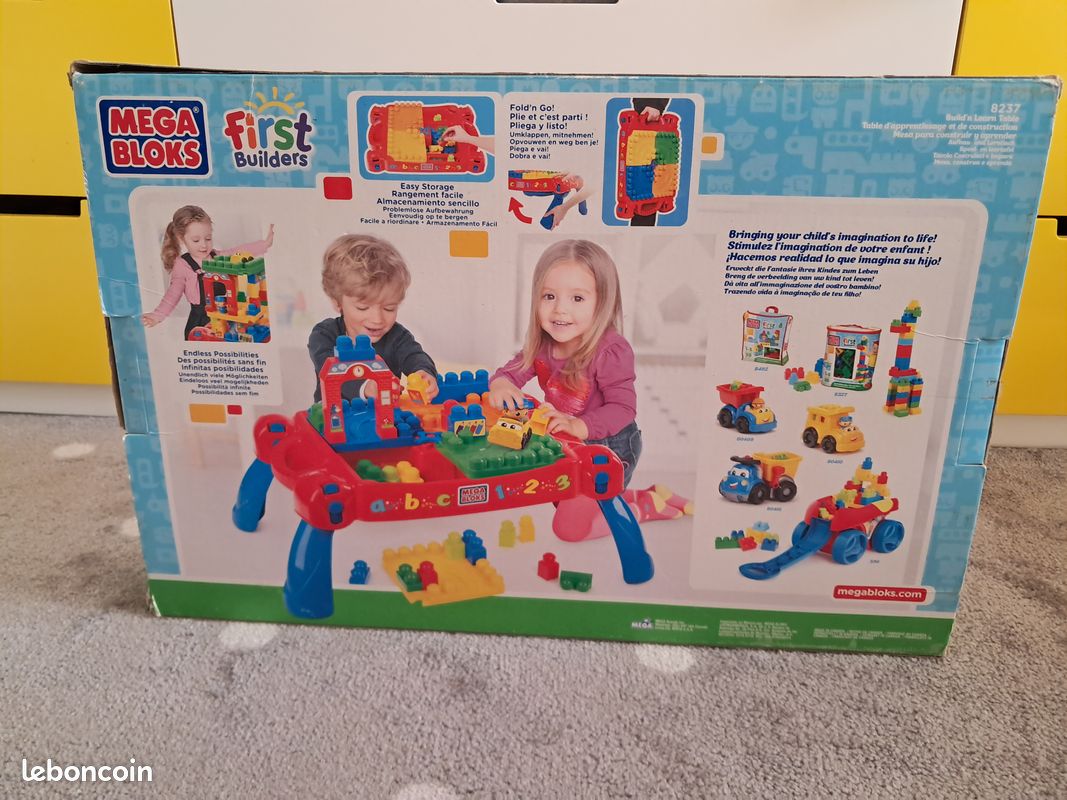 Table D'Apprentissage MEGA BLOKS Avec Blocs De Construction + 2 Véhicules - Pour Enfants 3-4 Ans - Neuf