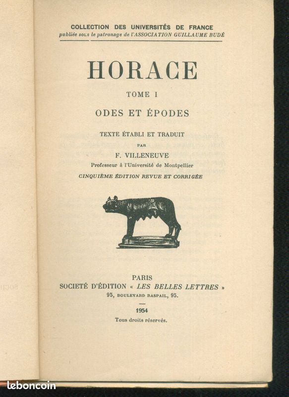 Horace Odes et Epodes Collection Guillaume Budé (image 4)