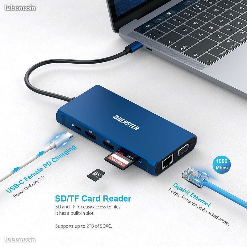 Station d'accueil Hub USB C, 12 en 1 Triple Display USB C NEUF emballĂ© đ» (image 6)