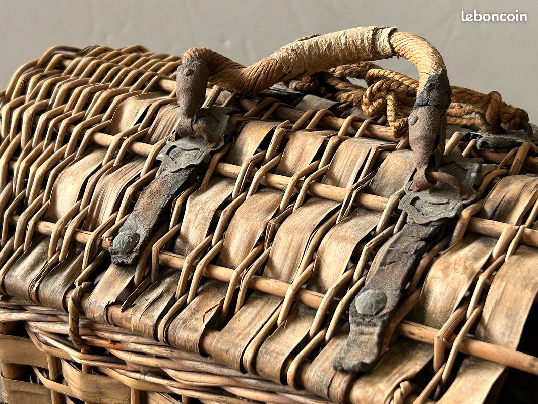 Créel de pêche ancien en osier - eBay