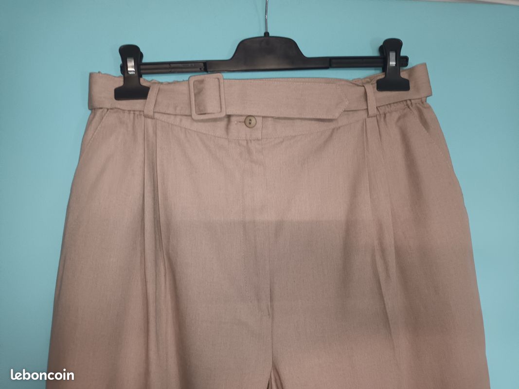 Pantalon toile beige T46 (mam33133) (image 2)
