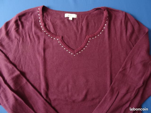 Pull Phildar bordeaux (image 1)