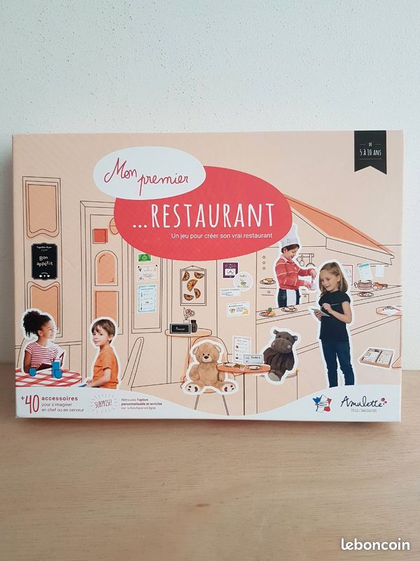 Coffret Mon Premier Restaurant Amulette – 40+ Accessoires, Jeu D’imitation 5-10 Ans, Fabriqué En France