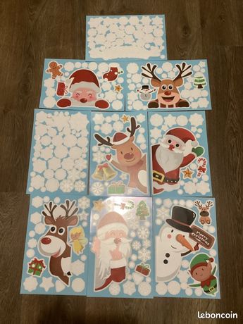 Père Noël)Noël Autocollant Fenêtre, Décoration PVC Autocollant Décoration Noël Fenêtre | Leroy Merlin