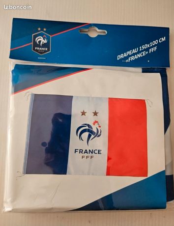 Drapeau FFF Equipe De France – Collection Officielle, 100% Polyester, Taille Standard, Produit 100% Officiel
