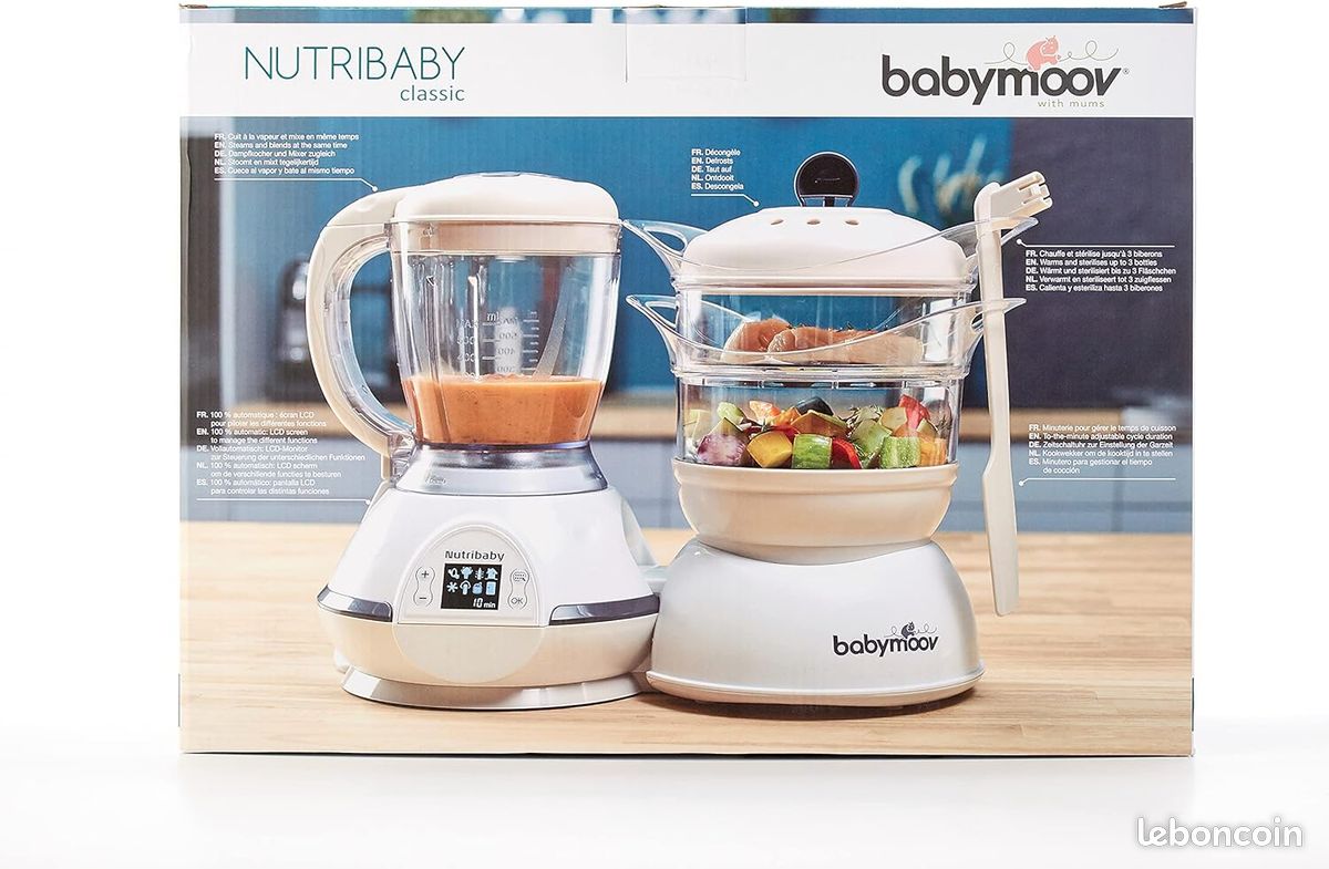 Robot Multifonctions Babymoov Nutribaby Classic - Cuiseur Vapeur, Mixeur, Stérilisateur 5 En 1
